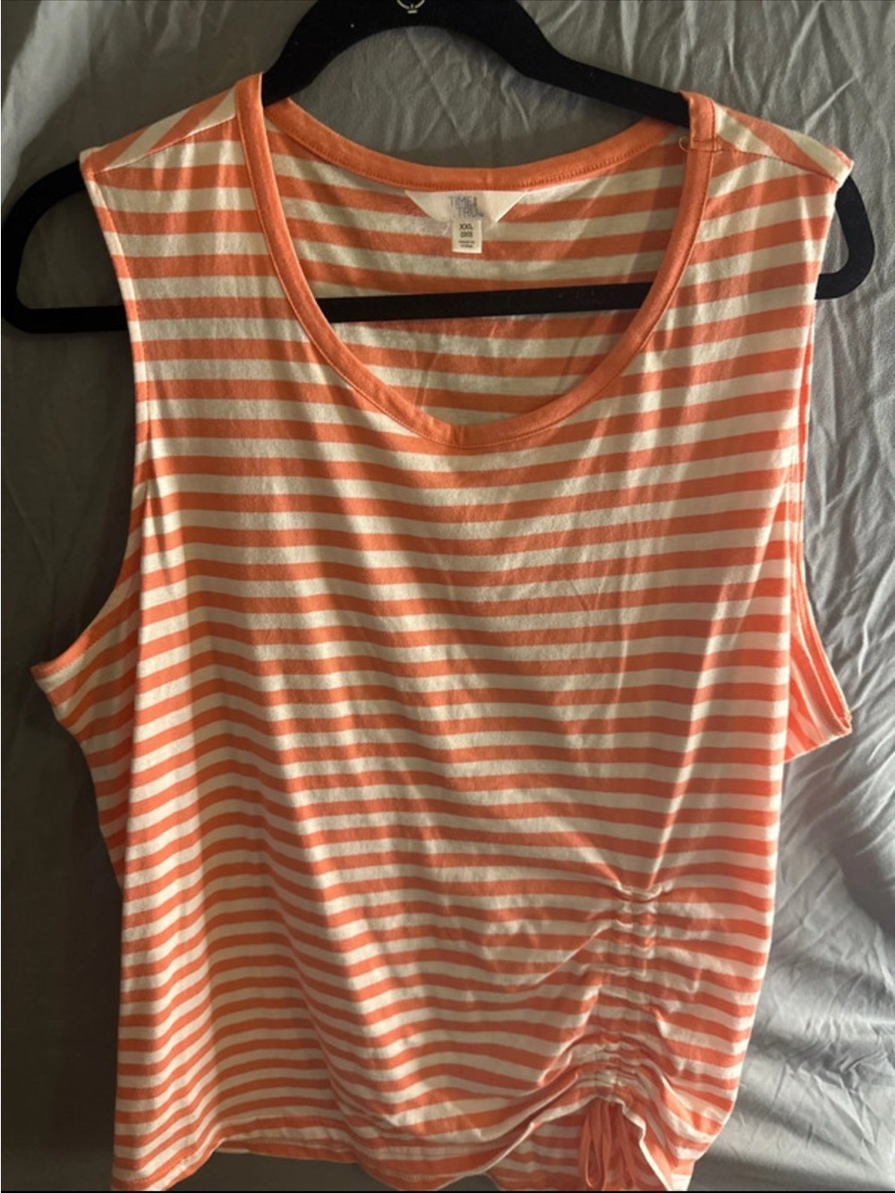 Women’s Striped Sleeveless Tie-Hem Top XXL - Orange & White